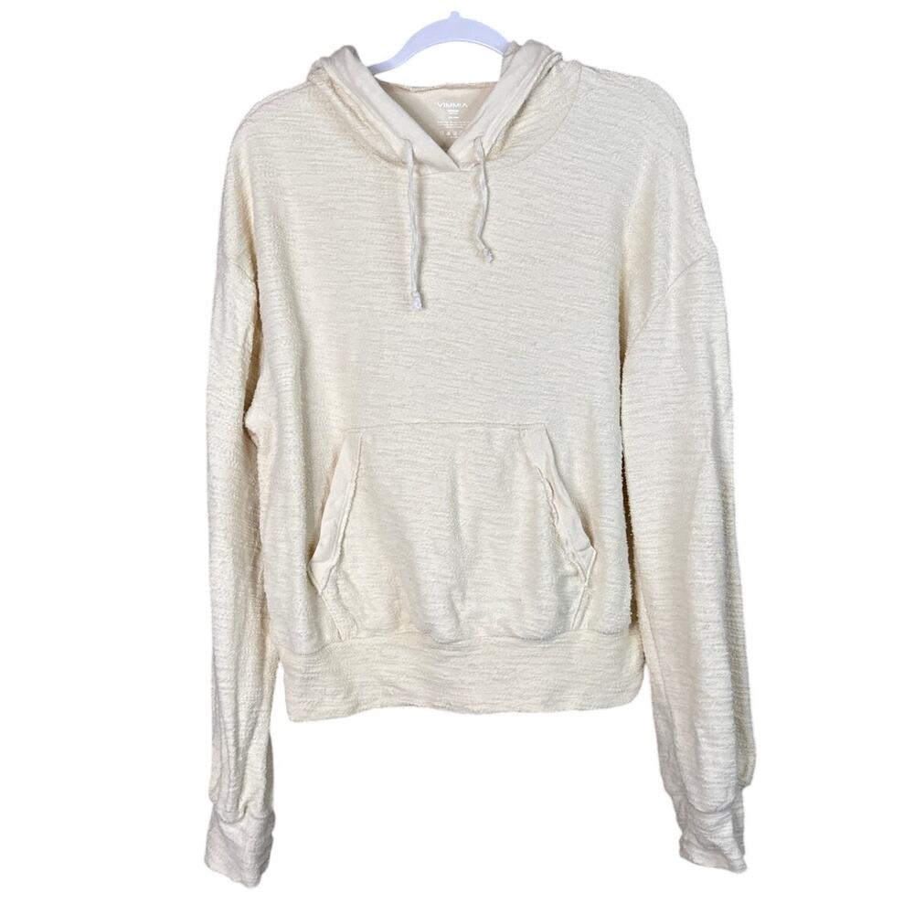 Vimmia Textured Pullover Hoodie Ivory Cream Size Medium